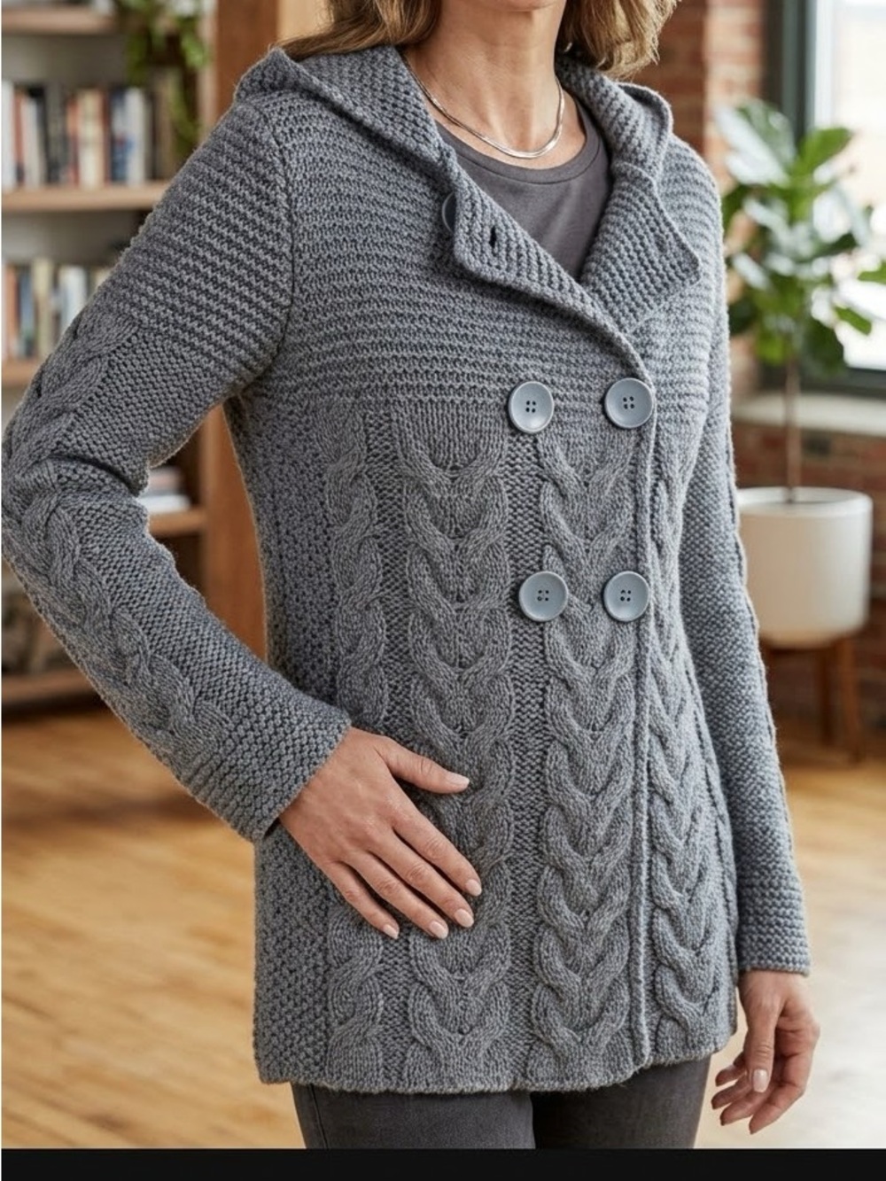 BCBGMaxAzria Hooded Double-Breasted Cardigan